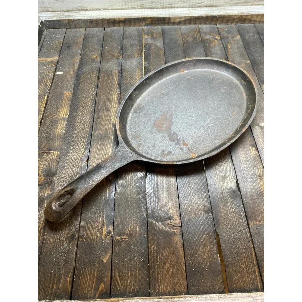 Cast Iron Oval Griddle Fajita Pan Skillet With handle 9 X 7in